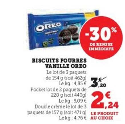 BISCUITS FOURRES VANILLE OREO