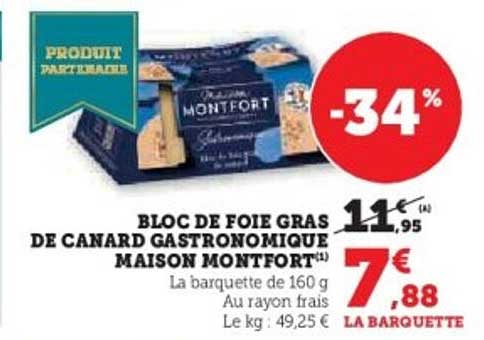 Bloc de foie gras de canard gastronomique Maison Montfort