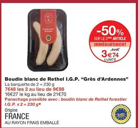 Boudin blanc de Rethel I.G.P. “Grès d’Ardennes”