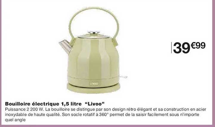 Bouilloire électrique 1,5 litre “Livoo”