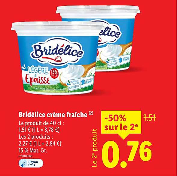 Bridélice crème fraîche