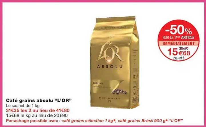 Café grains absolu “L’OR”