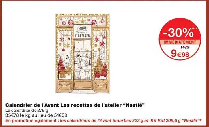 Calendrier de l’Avent Les recettes de l’atelier “Nestlé”