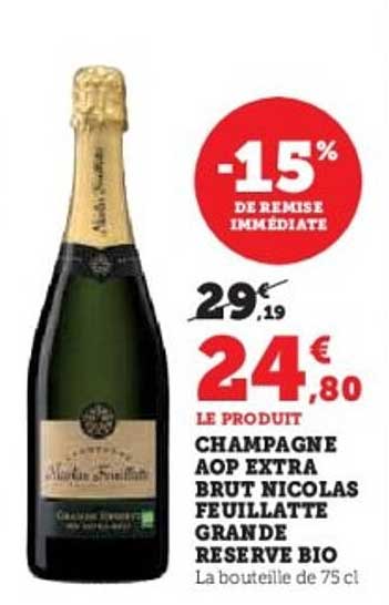CHAMPAGNE AOP EXTRA BRUT NICOLAS FEUILLATTE GRANDE RESERVE BIO
