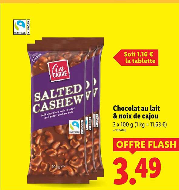 Chocolat au lait & noix de cajou