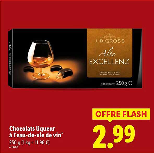 Chocolats liqueur à l'eau-de-vie de vin*