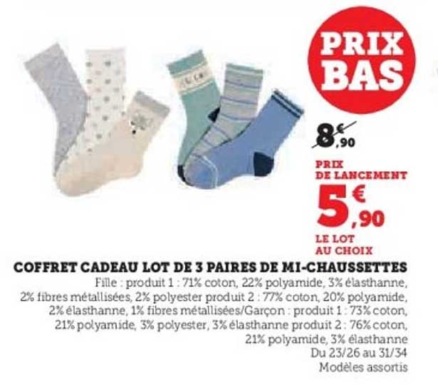 COFFRET CADEAU LOT DE 3 PAIRS DE MI-CHAUSSETTES