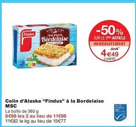 Colin d’Alaska "Findus" à la Bordelaise MSC