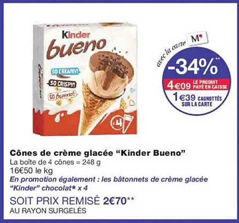 Cônes de crème glacée “Kinder Bueno”