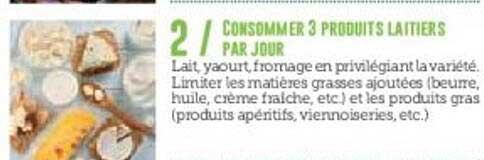 Consommer 3 produits laitiers par jour
