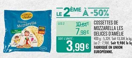 COSSETTES DE MOZARELLA LES DELICES D'AMÉLIE