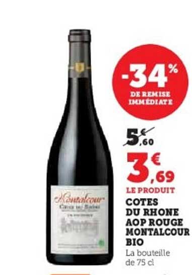 COTES DU RHONE AOP ROUGE MONTALCOUR BIO
