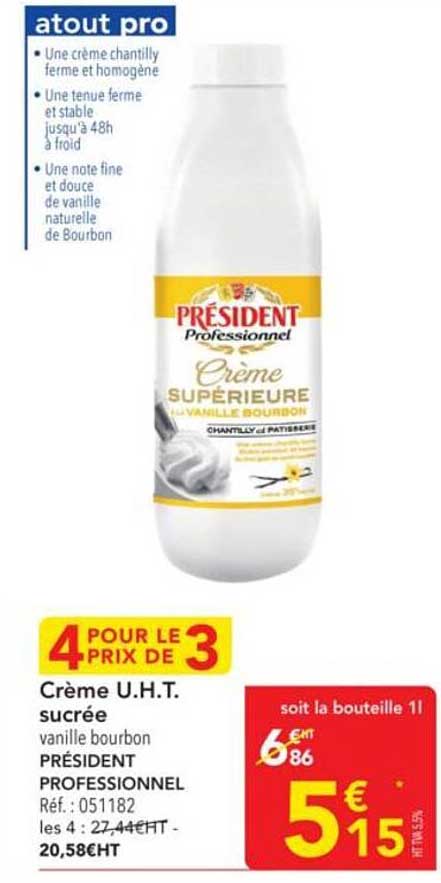 Crème U.H.T. sucrée vanille bourbon