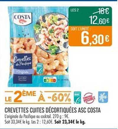 CREVETTES CUITES DÉCORTIQUÉES ASC COSTA