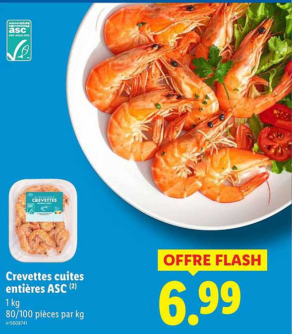 Crevettes cuites entières ASC