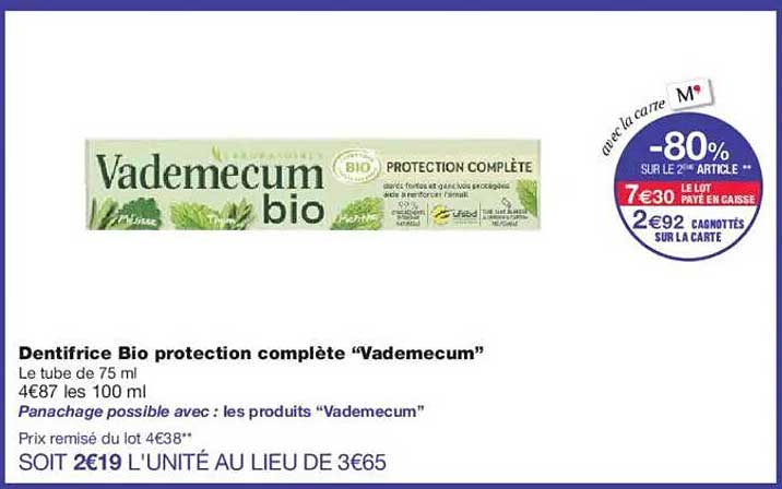Dentifrice Bio protection complète "Vademecum"