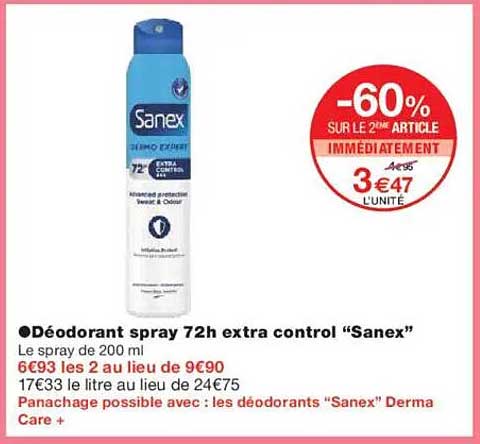Déodorant spray 72h extra control “Sanex”