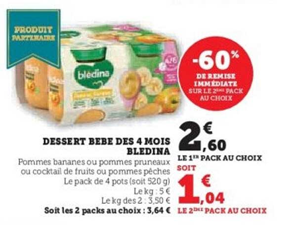 DESSERT BEBE DES 4 MOIS BLEDINA