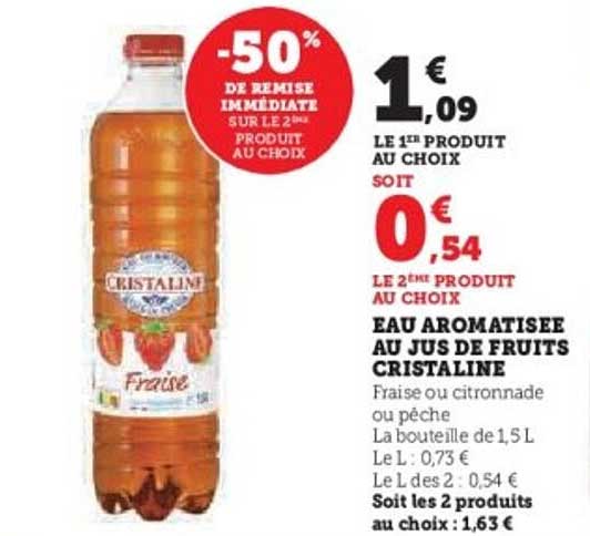 EAU AROMATISEE AU JUS DE FRUITS CRISTALINE