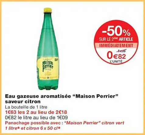 Eau gazeuse aromatisée "Maison Perrier" saveur citron