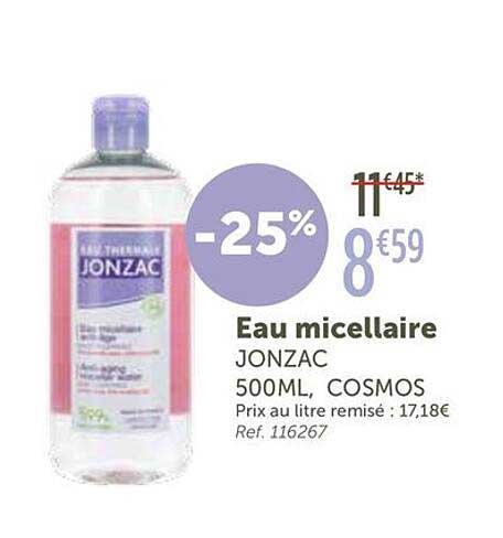 Eau micellaire JONZAC 500ML, COSMOS