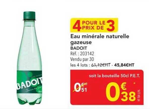 Eau minérale naturelle gazeuse BADOIT