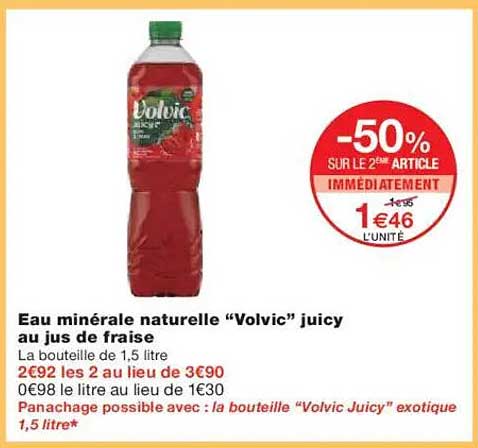 Eau minérale naturelle “Volvic” juicy au jus de fraise