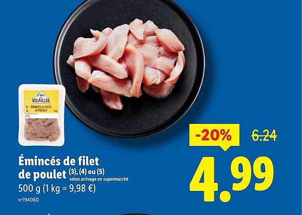 Émincés de filet de poulet