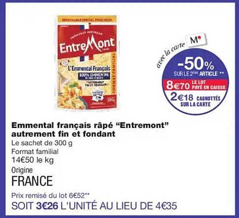 Emmental français râpé "Entremont" autrement fin et fondant
