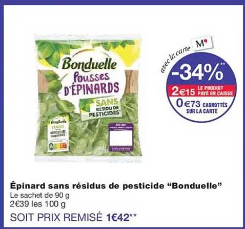 Épinard sans résidus de pesticide "Bonduelle"
