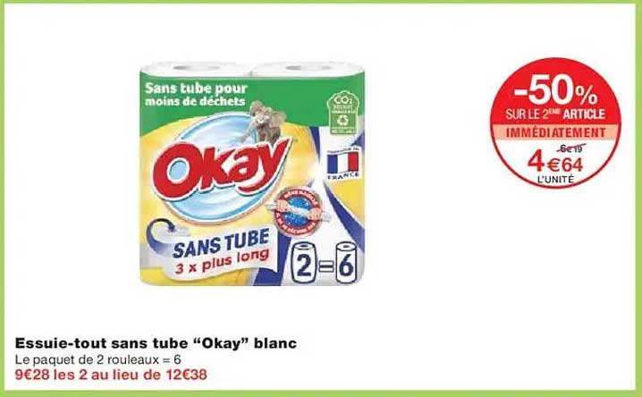 Essuie-tout sans tube “Okay” blanc