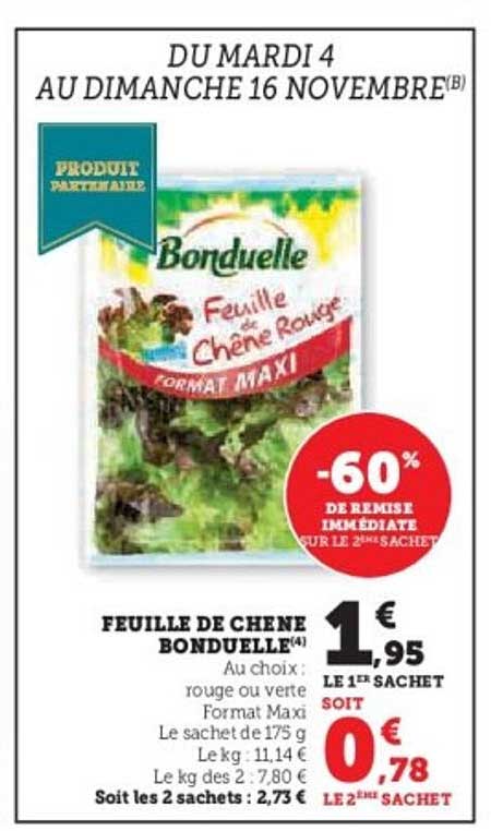 FEUILLE DE CHENE BONDUELLE