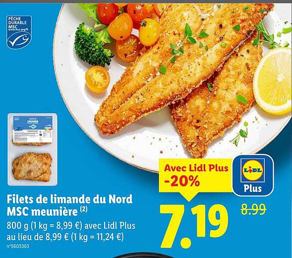 Filets de limande du Nord MSC meunière