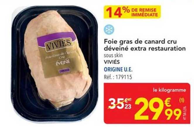 Foie gras de canard cru déveiné extra restauration sous skin