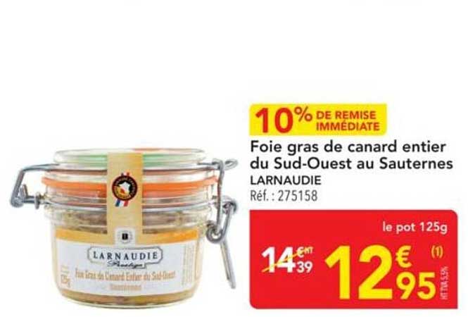 Foie gras de canard entier du Sud-Ouest au Sauternes