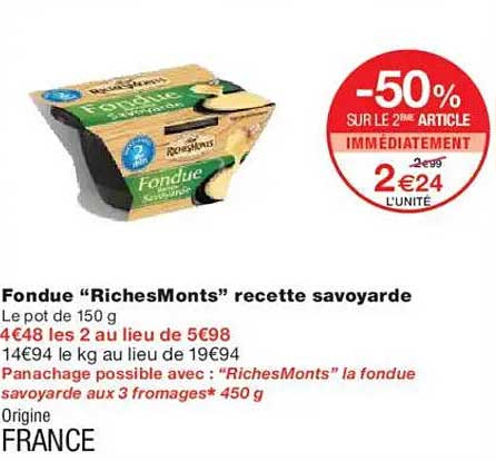 Fondue “RichesMonts” recette savoyarde