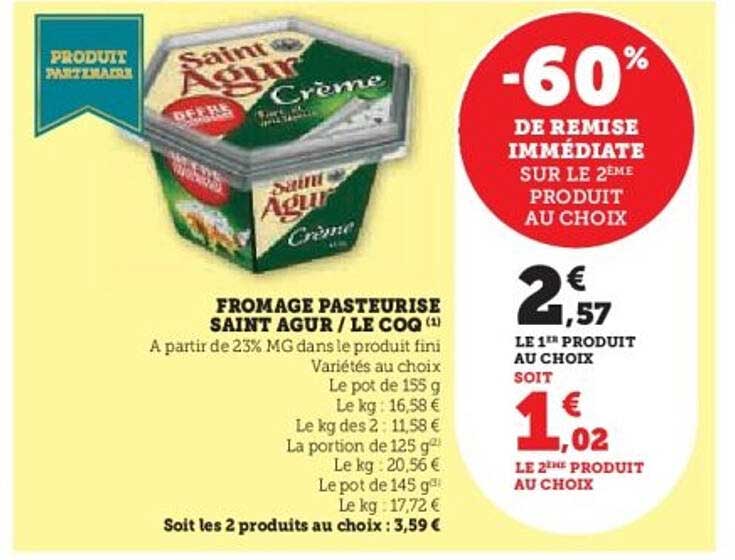 FROMAGE PASTEURISE SAINT AGUR / LE COO
