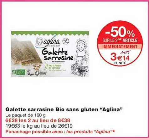 Galette sarrasin Bio sans gluten “Aglina”