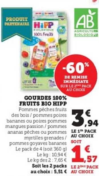 GOURDES 100% FRUITS BIO HIPPE