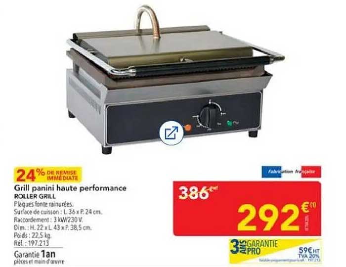 Grill panini haute performance ROLLER GRILL