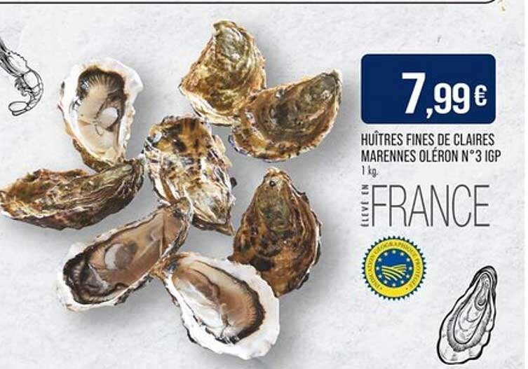 HUÎTRES FINES DE CLAIRES MARENNES OLÉRON N°3 IGP