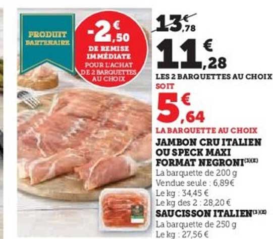 JAMBON CRU ITALIEN OU SPECK MAXI FORMAT NEGRONI