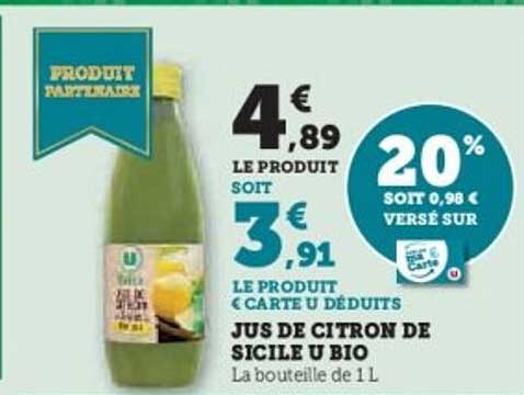 JUS DE CITRON DE SICILE U BIO