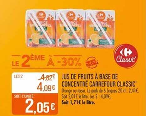 JUS DE FRUITS À BASE DE CONCENTRÉ CARREFOUR CLASSIC'
