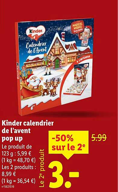 Kinder calendrier de l'avent pop up