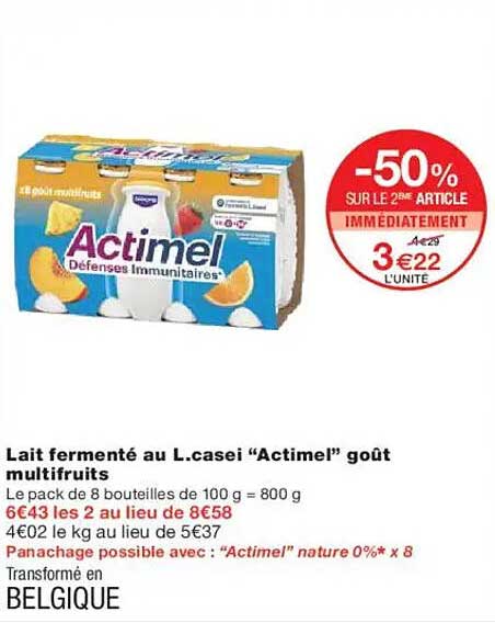 Lait fermenté au L.casei “Actimel” goût multifruits