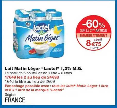 Lait Matin Léger “Lactel” 1,2% M.G.