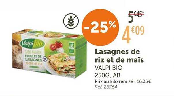 Lasagnes de riz et de maïs