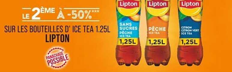 LE 2 ÈME À -50% SUR LES BOUTEILLES D'ICE TEA 1.25L LIPTON