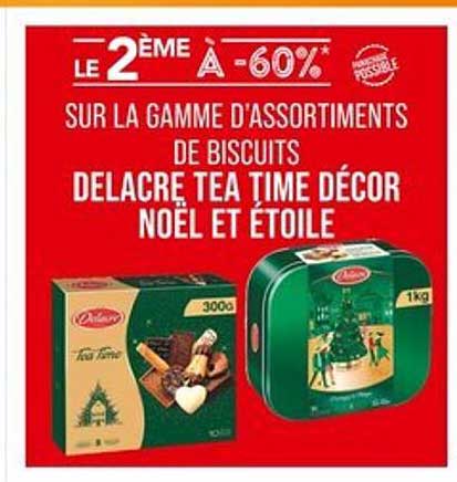 LE 2 ÈME À -60* SUR LA GAMME D'ASSORTIMENTS DE BISCUITS DELACRE TEA TIME DÉCOR NOËL ET ÉTOILE